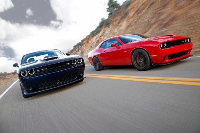 2015 Dodge Challenger SRT (left) and Dodge Challenger SRT Superc