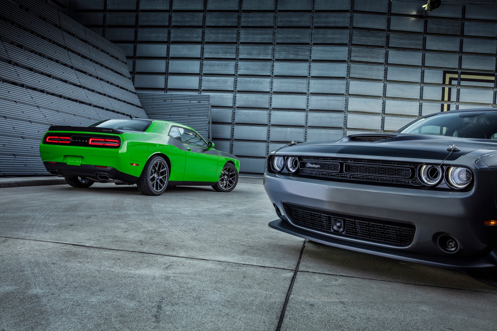 2017 Dodge Challenger T/A 392 (foreground) and 2017 Dodge Challe
